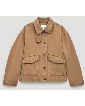 Hush Elara Washed Cotton Funnel Neck Utility Jacket - Natural
