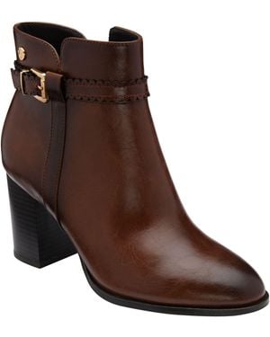 Lotus Heeled Ankle Boots - Brown