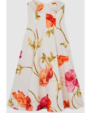 Reiss Penelope Floral-Print Cotton Midi Dress - White