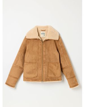 FatFace Fatface Aspen Tan Shearling Jacket - Natural