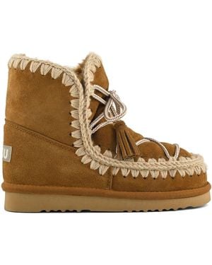 Mou Eskimo 18 Sheepskin Lined Scoubidou Lace Detail Boots - Brown