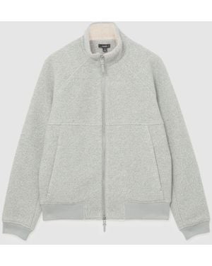 Reiss Soft Thane Bouclé Zip-Through Jacket With Wool - White
