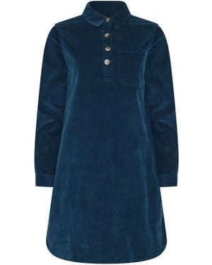 M Com Corduroy Mini Shirt Dress - Blau