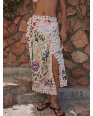 Next Mediterranean Scenic Border Print Maxi Length Sarong - Brown