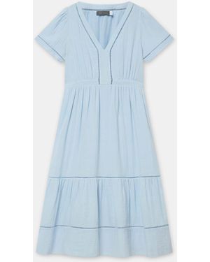 Mint Velvet Cotton Short Sleeve Midi Dress - Blue