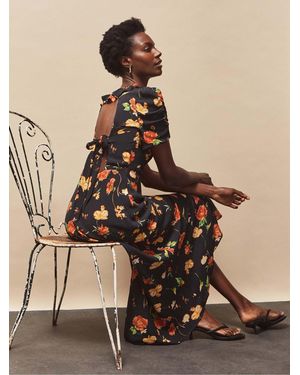 Ro & Zo Floral Print Tie Back Dress - Natural