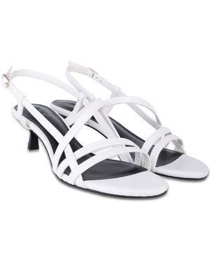 OFF THE HOOK Sammi Leather Strappy Kitten Heel Sandals - White
