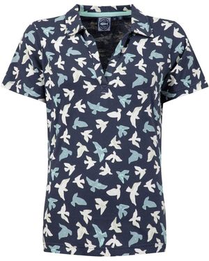 Weird Fish Rhenena Printed Jersey Polo Shirt - Blue