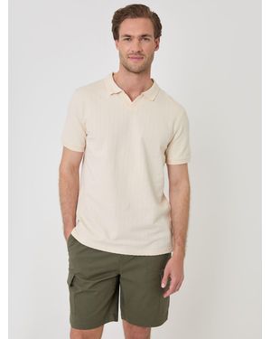 Threadbare Regular Fit Textured Cargo Shorts - White