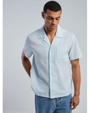 BOSS Seersucker Relaxed-Fit Shirt - Blue