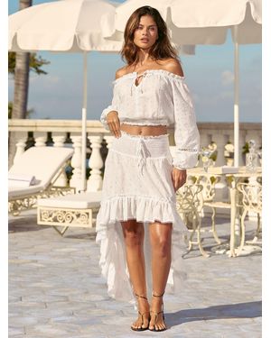 Lipsy Bardot Broderie Trim Hi Lo Skirt - Gray
