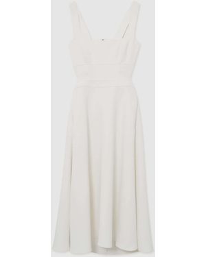 Reiss Waisted Cut-Out Twill Midi Dress - White