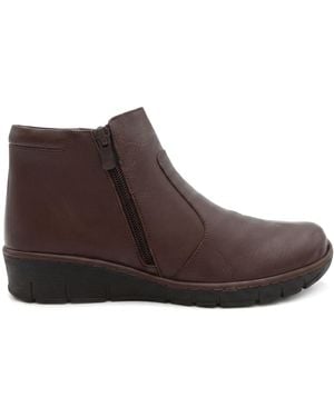 Pavers Chocolate Leather Ankle Boots - Brown