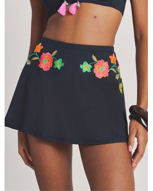 Figleaves Bikini Wrap Floral Embroidery Bikini Bottoms - Black