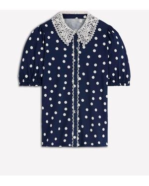 Boden Nessa Broderie Collar Blouse - Blue
