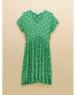 Joules Nia Jersey Knee Length Dress - Green
