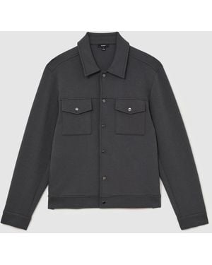 Reiss Thom Premium Interlock Twin-Pocket Overshirt - Gray