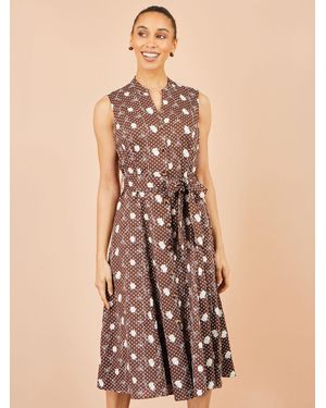Yumi' Cotton Embroidery Shirt Dress - Natur
