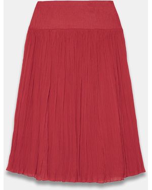 Mint Velvet Waist Crinkle Midi Skirt - Red