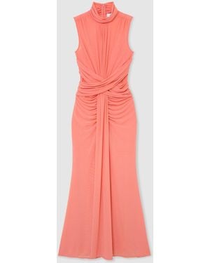 Reiss Starla Petite Sheer Ruched Sleeveless Maxi Dress - Pink
