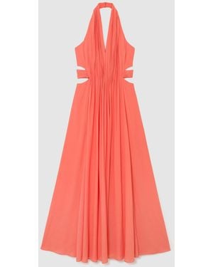 Reiss Cara Petite Halterneck Pleated Maxi Dress - Pink