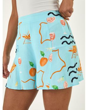 Roman Beach Print Shorts - Blue