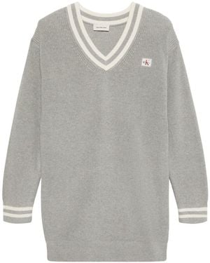 Calvin Klein Cotton Knit Jumper Dress - Grau