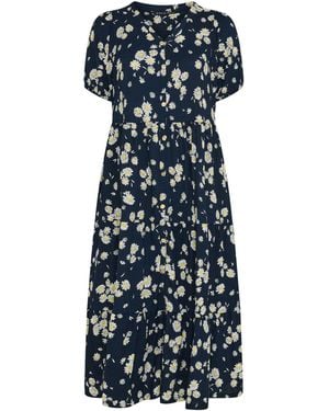 Evans Jersey Button Through Dress - Blue