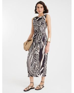 River Island Trim Belted Midi Dress - White