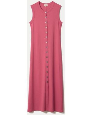 Jigsaw Cotton Rib Button Tank Dress - Pink