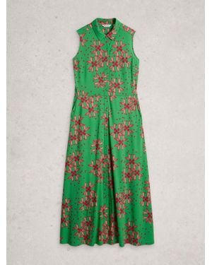 White Stuff Rua Maxi Jersey Shirt Dress - Green