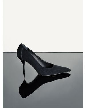 Reiss Suede Pointed-Toe Mid-Heel Court Shoes - Grey