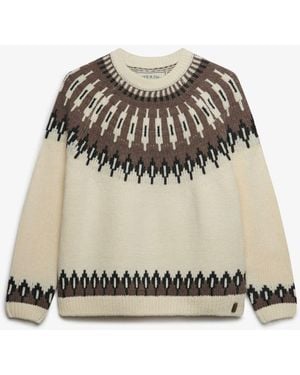 Superdry Fairisle High Neck Sweater - White