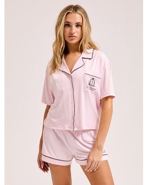 Juicy Couture Chateau Couture Short Sleeve Pajamas Set - Pink