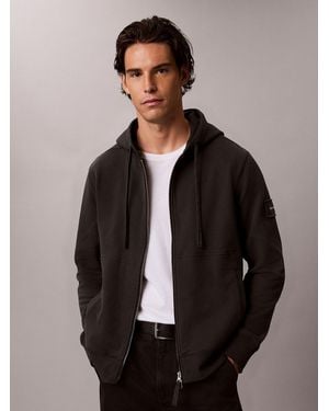 Calvin Klein Calvin Klein Cotton Terry Badge Zip Hoodie - Black