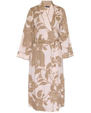 Fable & Eve Elephant Print Long Dressing Gown - Natural