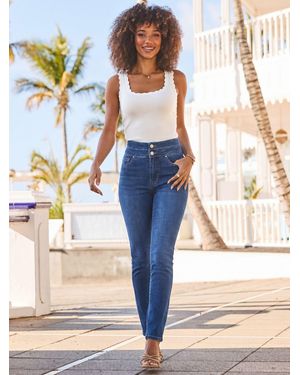 Sosandar Contour Waist Slim Leg Jeans - Blue