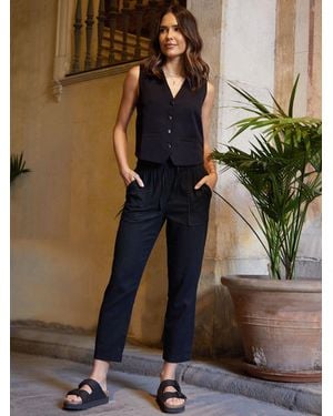 Threadbare Curve Linen Blend Tapered Trousers - Green