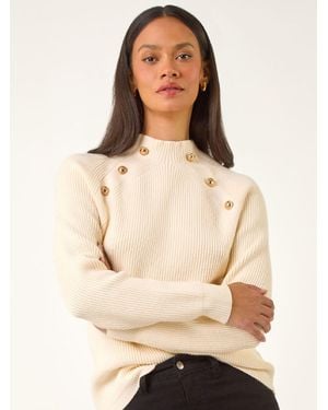Roman Raglan Ribbed Knit Jumper - Natural