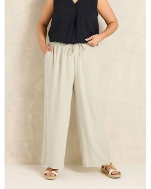 Evans Linen Wide Leg Pants - Natural