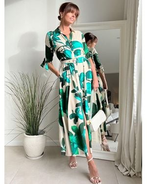 Style Cheat Daphne Belted Shirt Dress - Green