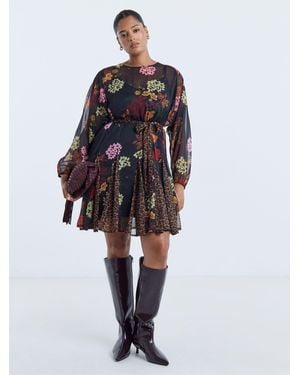 Simply Be Godet Skater Dress - Black