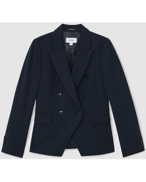 Reiss Gabi Double-Breasted Suit Blazer - Blue