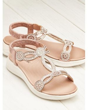 Pavers Embellished Flatform Sandals - Natural