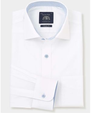 Savile Row Company Classic Fit Cotton Poplin Single Cuff Formal Shirt - White