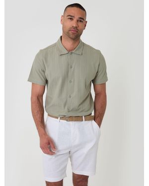 Threadbare Linen Blend Shorts With Belt - White