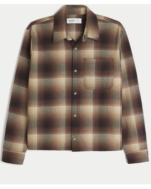 Hollister Flannel Check Button Through Shirt - Brown