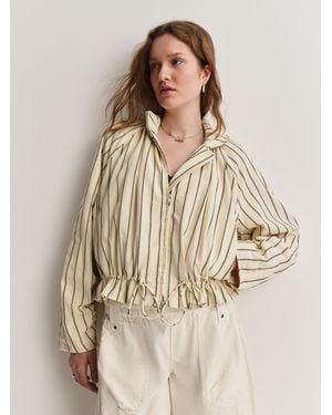 Free People Devon Balloon Striped Jacket - Natural