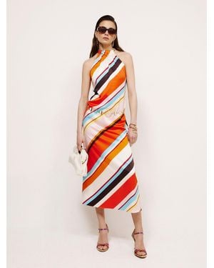 River Island Halter Neck Satin Maxi Dress - White