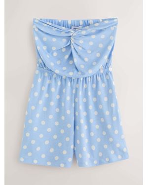 Next Polka Dot Twist Front Bandeau Playsuit - Blue